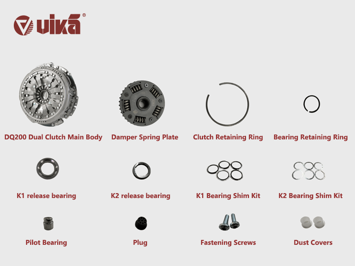 vika DQ200 dual-clutch 12-piece kit: One-stop solution for overhaul needs of the Volkswagen 7-speed DSG transmission vika DQ200 dual-clutch 12-piece kit: One-stop solution for overhaul needs of the Volkswagen 7-speed DSG transmission